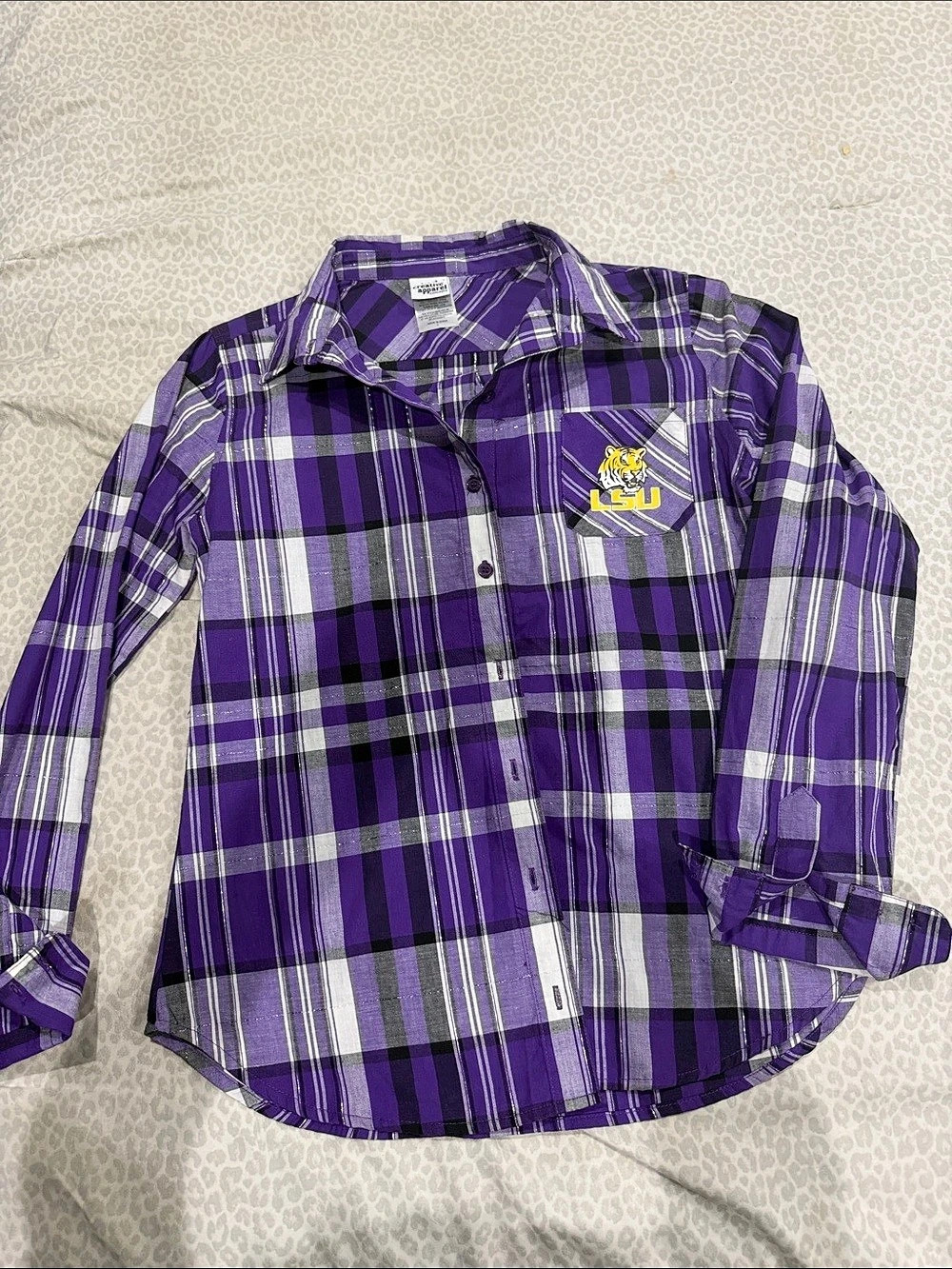 Creative Apparel Concepts LSU plaid button-down shirt Purple Plaid Button-Down
